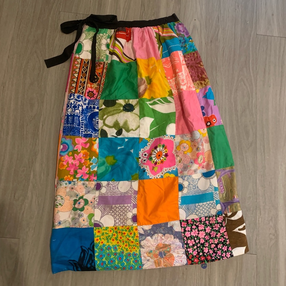 Vintage Alice Polynesian Fashions Wrap Skirt Boho Hippie Festival Patchwork